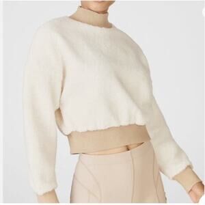 Fabletics Malia Polar Fleece Sweater Cropped Jersey Knit Athleisure Layering